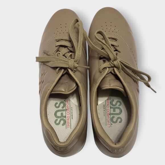 SAS Womens Free Time Walking Shoe Mocha Leather Sz 9 Orthopedic Comfort Lace Up - Picture 6 of 16